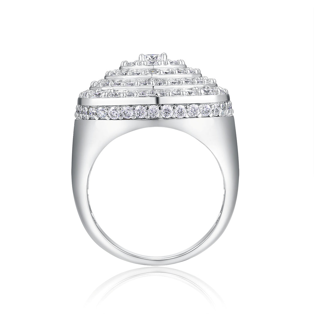 The Divine Revelation Ring - Set With Top-quality Moissanite S925, Silver And Platinum-plated Men's Ring, Diamond Ring, Wedding Ring. The Ring Can Be Inspected With A Diamond Pen