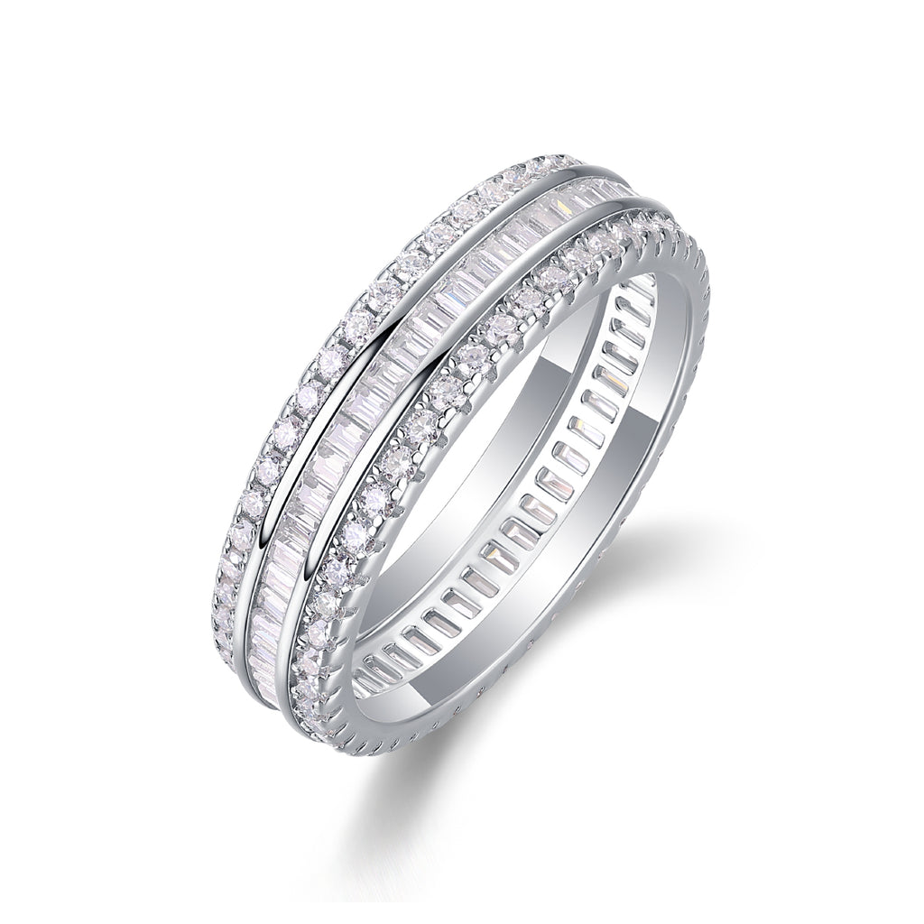 Parallel Universe - A Wedding Ring Set With Top-quality Moissanite S925 Silver And Platinum-plated Diamond Can Be Tested With A Diamond Pen