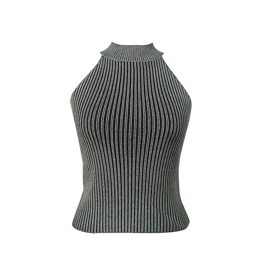 Round Neck Pullover Thread Design Vest For Women
