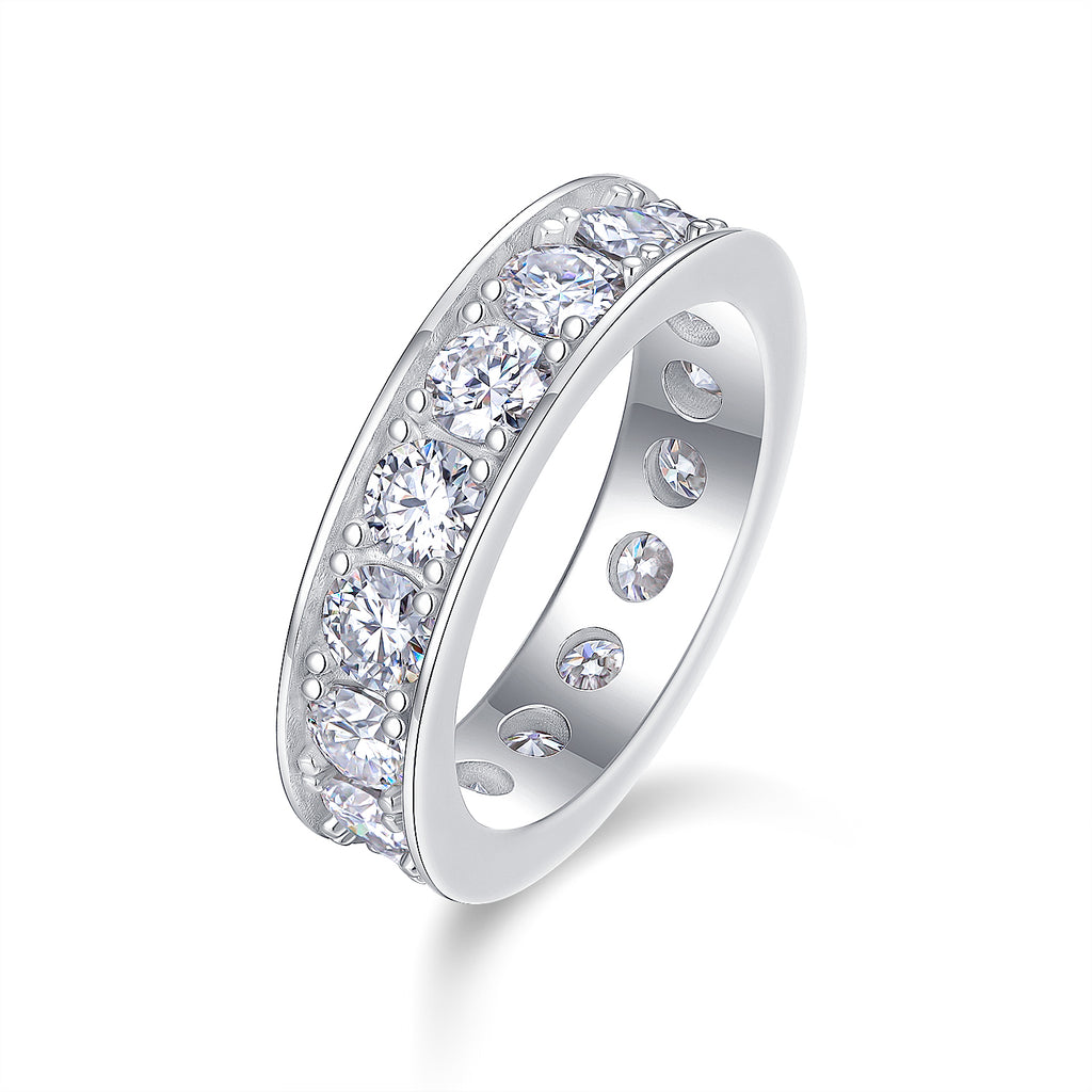 Flowing Cloud Passion - A Wedding Ring Set With 0.3-carat Top-quality Moissanite S925 Silver And Platinum-plated Diamond. The Ring Can Be Inspected With A Diamond Pen