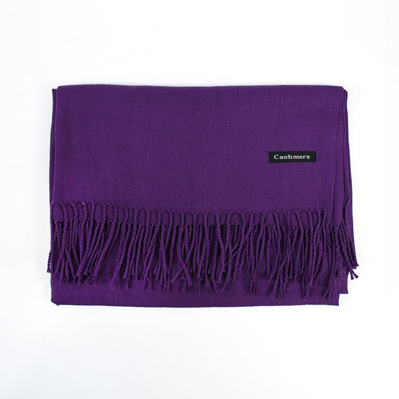 Women's Solid Color Scarf Tassel Scarf