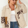 Leopard Print Patchwork Snap Button Jacket
