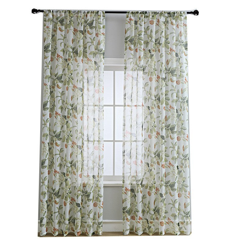 American-style Printed Cotton And Linen Window Sheer Small Curtains Semi-sheer Curtain Fabric