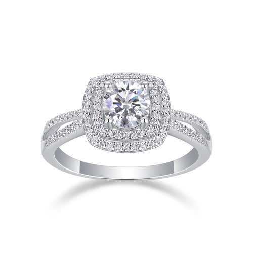 Sweet Holiday - A Wedding Ring Set With 1-carat Top-quality Moissanite S925 Silver And Platinum-plated Diamond. The Ring Can Be Inspected With A Diamond Pen