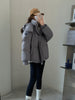 Gray With Heart Short Down Jacket Plus Size Women's Bread Coat