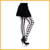 Halloween Magic Yin Yang Vertical Stripes Black And White Piano Plaid Trousers Pantyhose