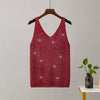 Ice Silk Knitted Bright Thread Diamond-encrusted V-neck Camisole