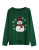 Cute Snowman Embroidered Pullover Sweater For Women