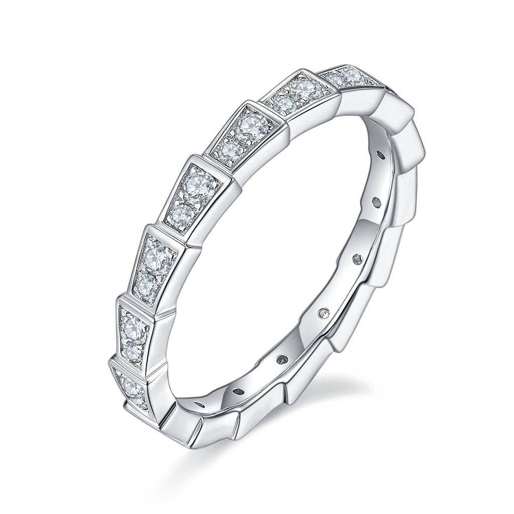 The Snake Mark - A Wedding Ring Set With Top-quality Moissanite S925 In Silver And Platinum-plated. The Ring Can Be Inspected With A Diamond Pen