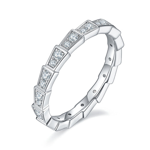 The Snake Mark - A Wedding Ring Set With Top-quality Moissanite S925 In Silver And Platinum-plated. The Ring Can Be Inspected With A Diamond Pen