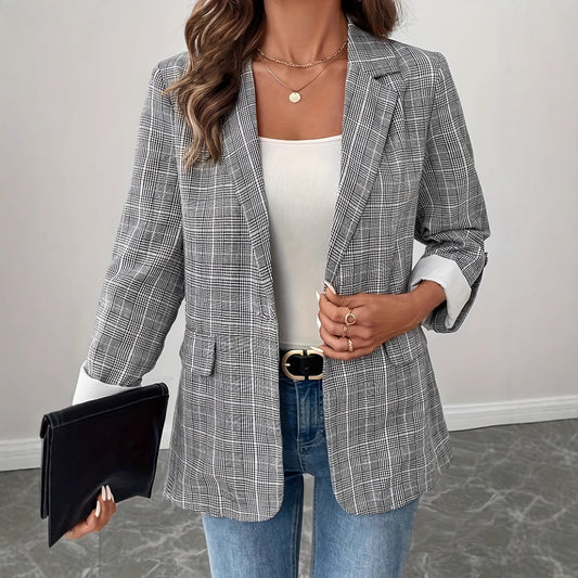 European And American New Elegant Plaid Suit Coat