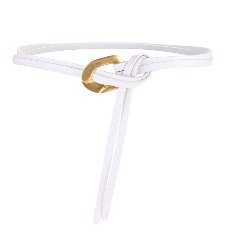 Fashionable And Novel Women's Knot Buckle Thin Belt