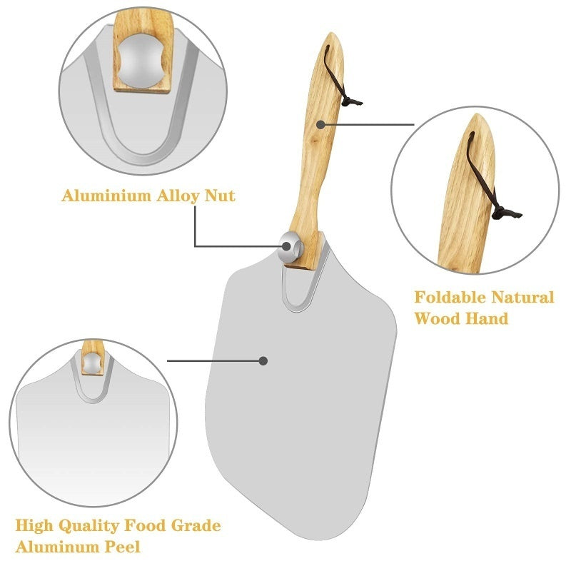 12 Inch Pizza Peel Oven Aluminium Foldable Wood Handle And Pizza Paddle