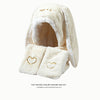Big Rabbit Ears Plush Thickened Women's Cute Hat Scarf Gloves