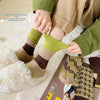 Retro Women's Warm Double Needle Embroidery Mid-calf Socks