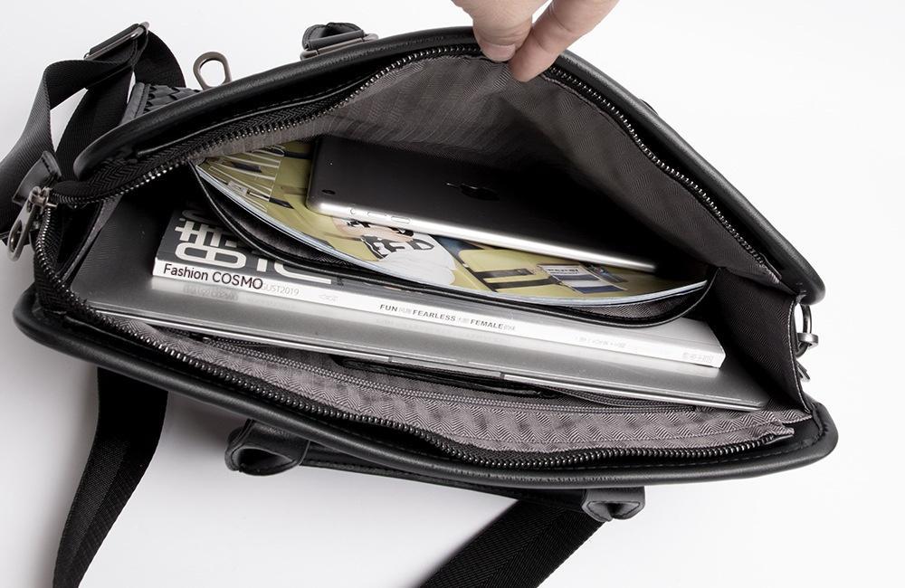 حقيبة كتف رجالية أنيقة وعملية، مصنوعة من قماش منسوج مخيط، مناسبة للعمل أو المناسبات غير الرسمية، حقيبة كمبيوتر كروسبودي