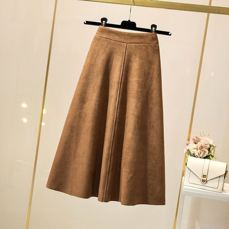 High Waist Slimming Mid-length Retro A- Line Large Hem Umbrella Skirt
