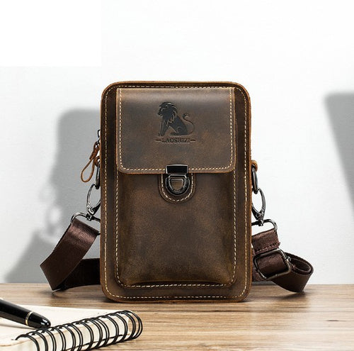 Men's Leather Belt Multi-functional Shoulder Messenger Bag