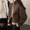 Retro Stand Collar Short One-piece Coat Women's Winter New Fur Lamb Wool