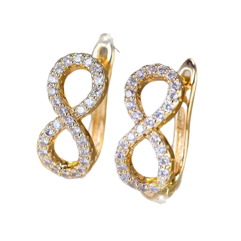 Fashionable Micro-Pave Zircon Infinity Symbol Ear Clips