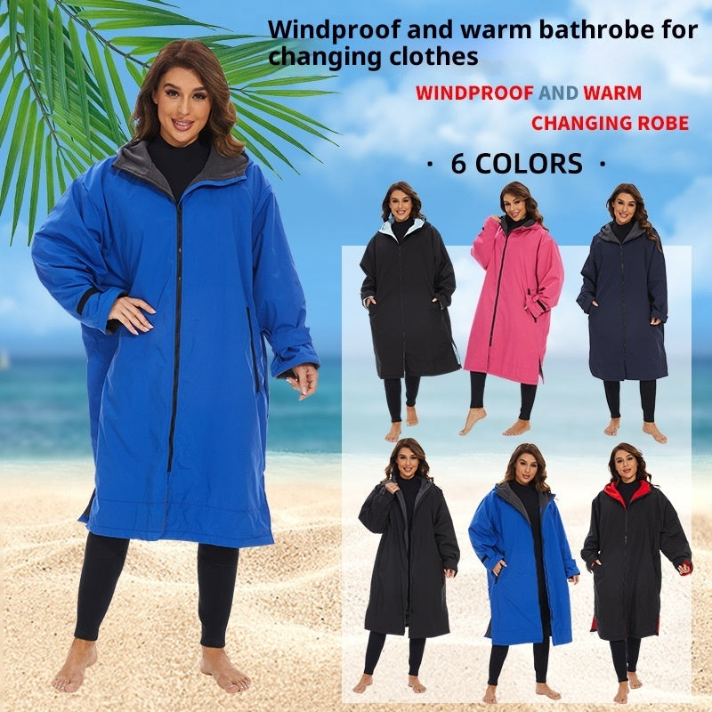 Surfing Diving Thickened Cape Windbreaker Outdoor Hot Spring Cold-proof Coat Bath Towel