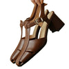 Hollow Retro Closed Toe Chunky Heel Sandals For Women
