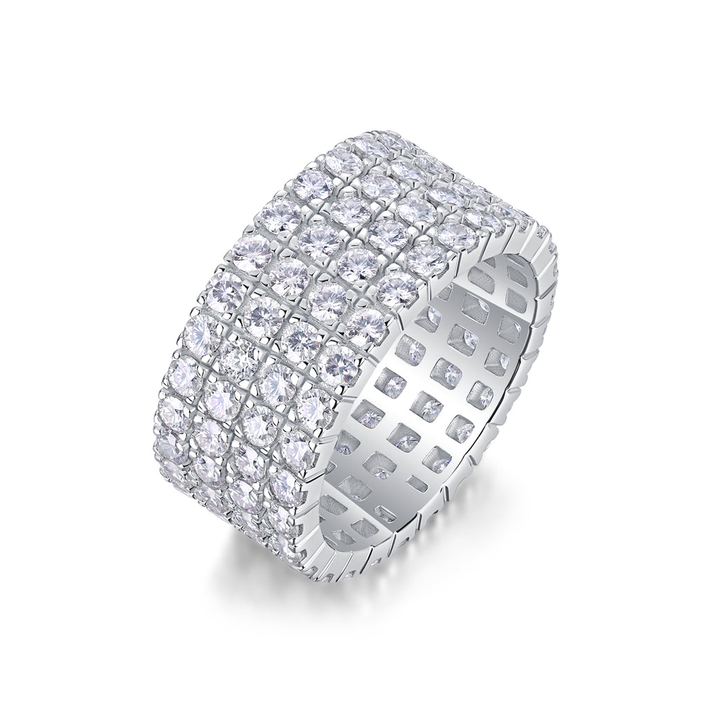 Sparkling And Brilliant - A Wedding Ring Set With Top-quality Moissanite S925 Silver And Platinum-plated Diamond. The Ring Can Be Inspected With A Diamond Pen