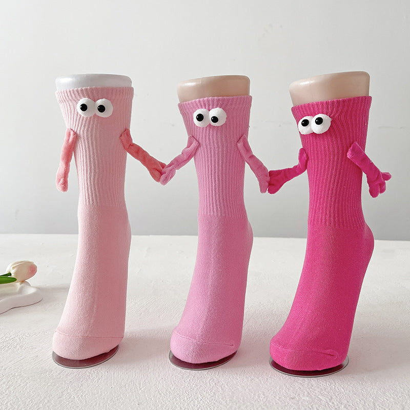 Cute Magnet Bunching Socks Women's Solid Color