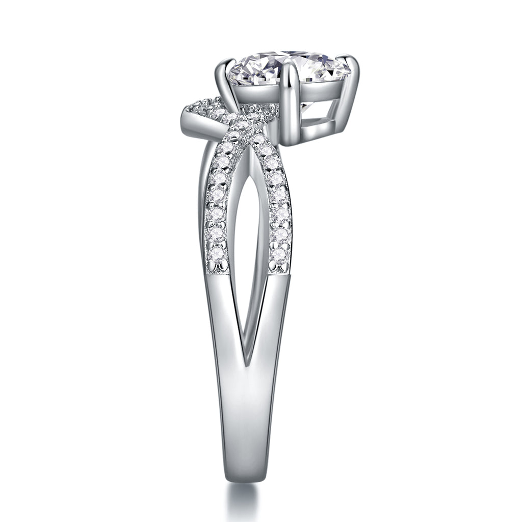 Sacred Vow - A Wedding Ring Set With 2-carat Top-quality Moissan S925 Silver And Platinum-plated Diamond. The Ring Can Be Inspected With A Diamond Pen