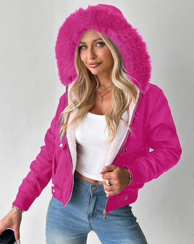 Casual Fashion Hooded Jacket With Furry Lining
