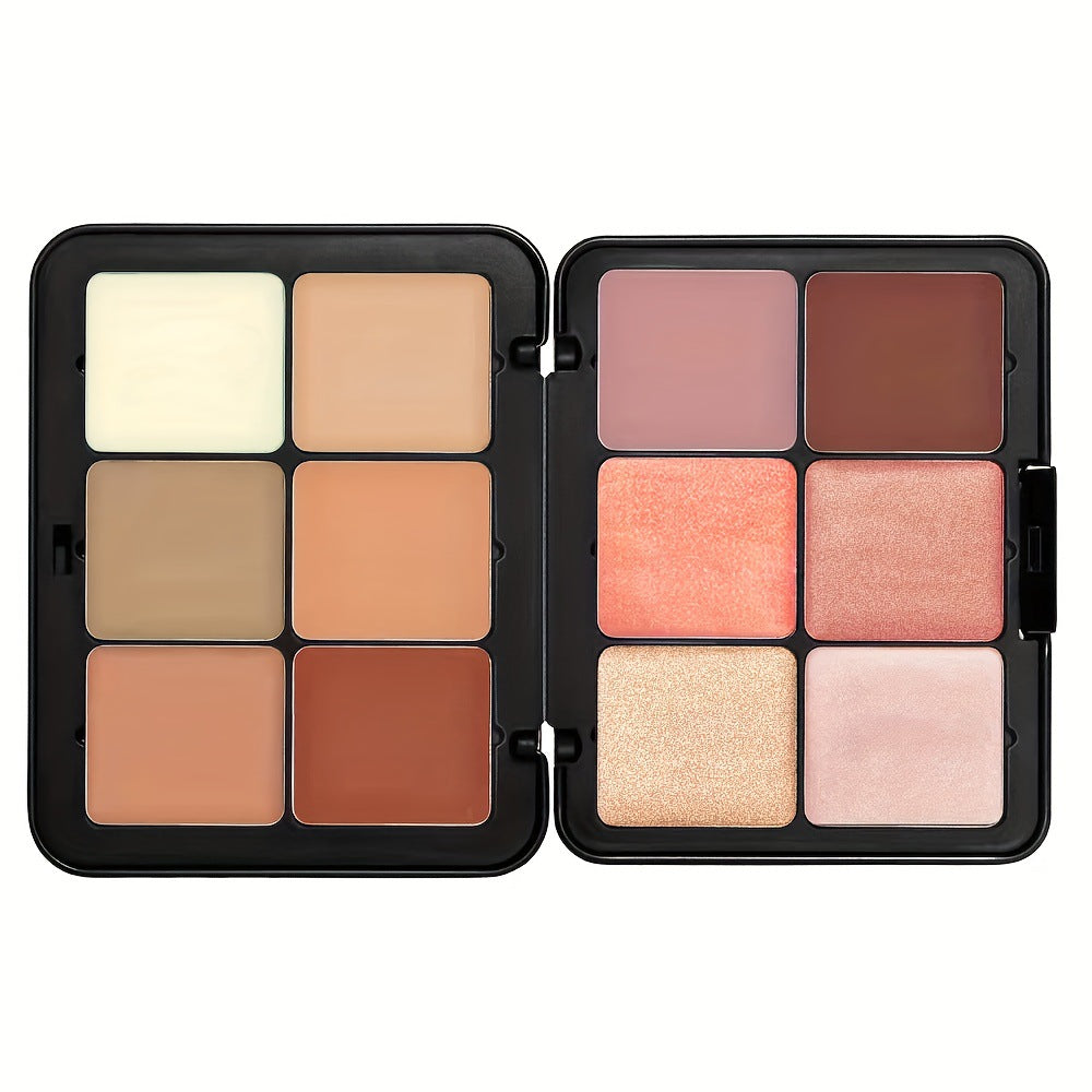 Cross-border TEMU Amazon Hot 12-color Blusher Plate Matte Shimmer High-gloss Multi-color Cream Blush Plate