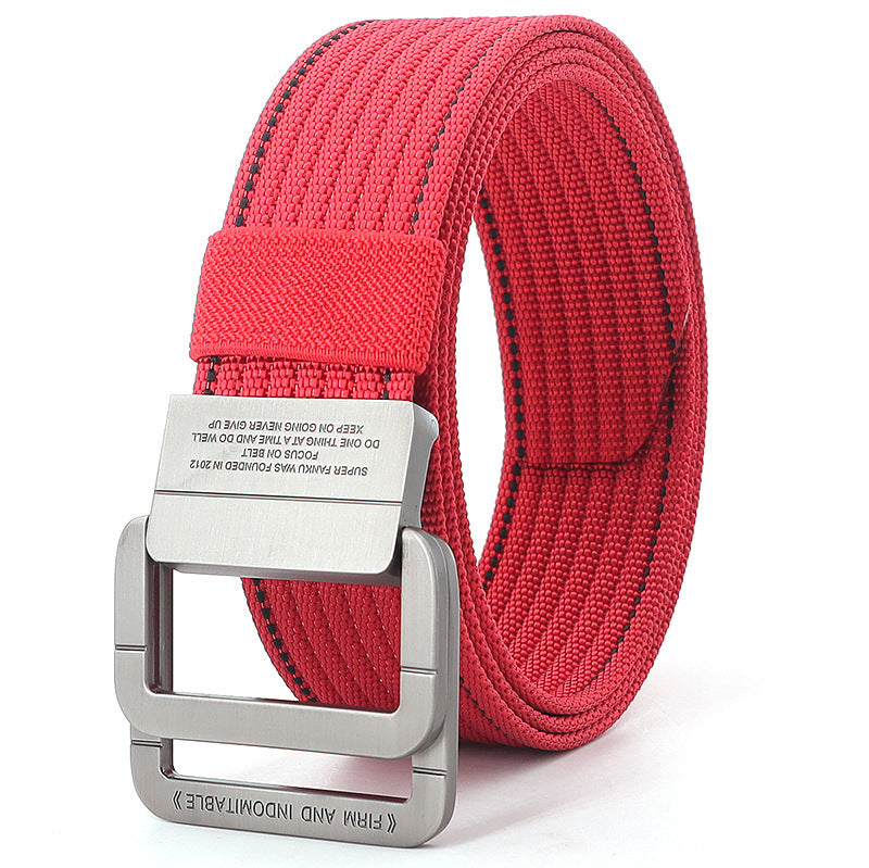 Alloy Double Ring Buckle Woven Nylon Tactical Sports Outdoor Waist Belt