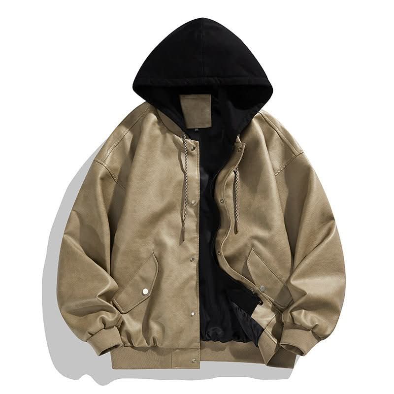 Fake Two - piece High Street Cool Retro Leather Jacket For Men - Eshtree