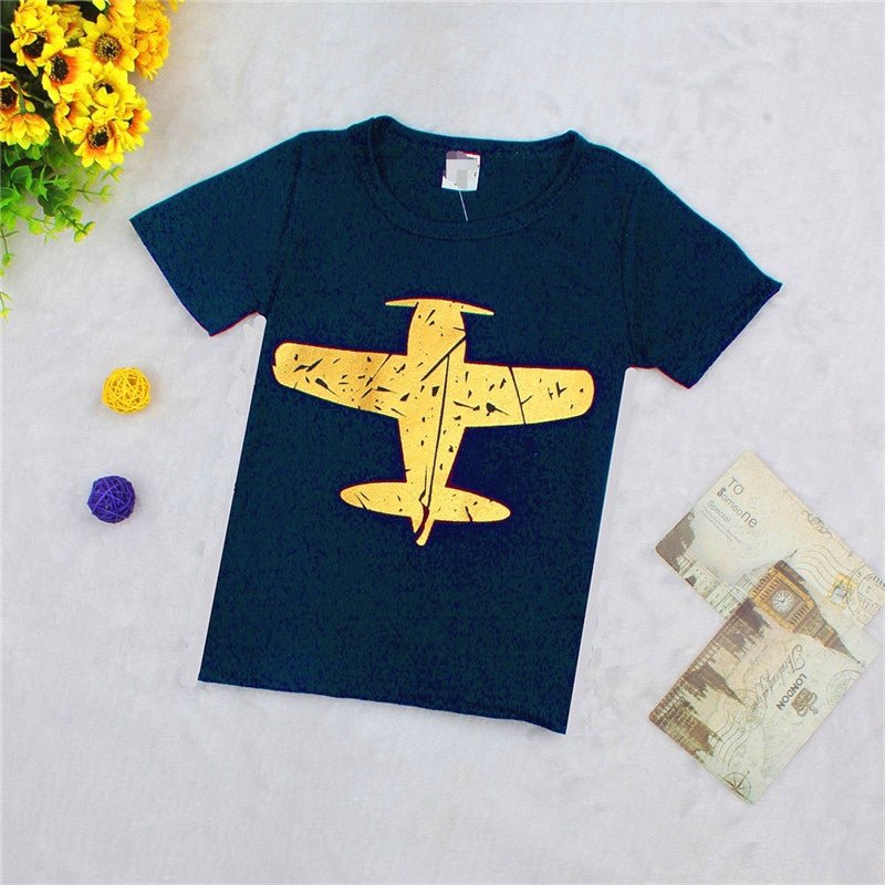 Fashion Casual Cotton Print Fashion Small Airplane Kids T-shirt - Eshtree