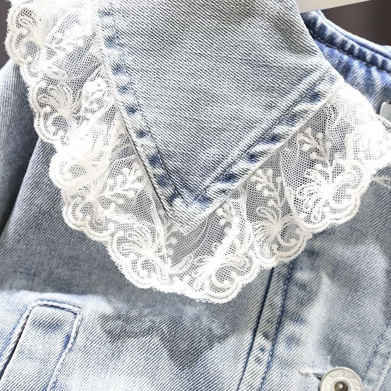 Fashion Girls Loose Western Style Lace Denim Jacket - Eshtree