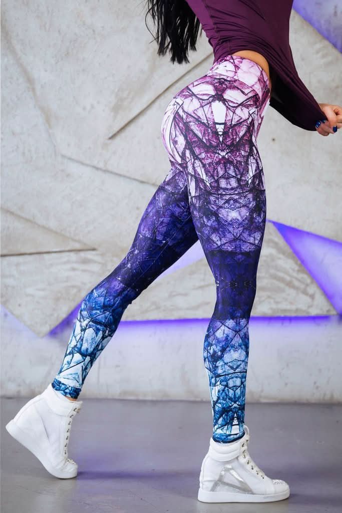 Fashion Mixed Color High Waist Printed Sports Yoga Pants - Eshtree