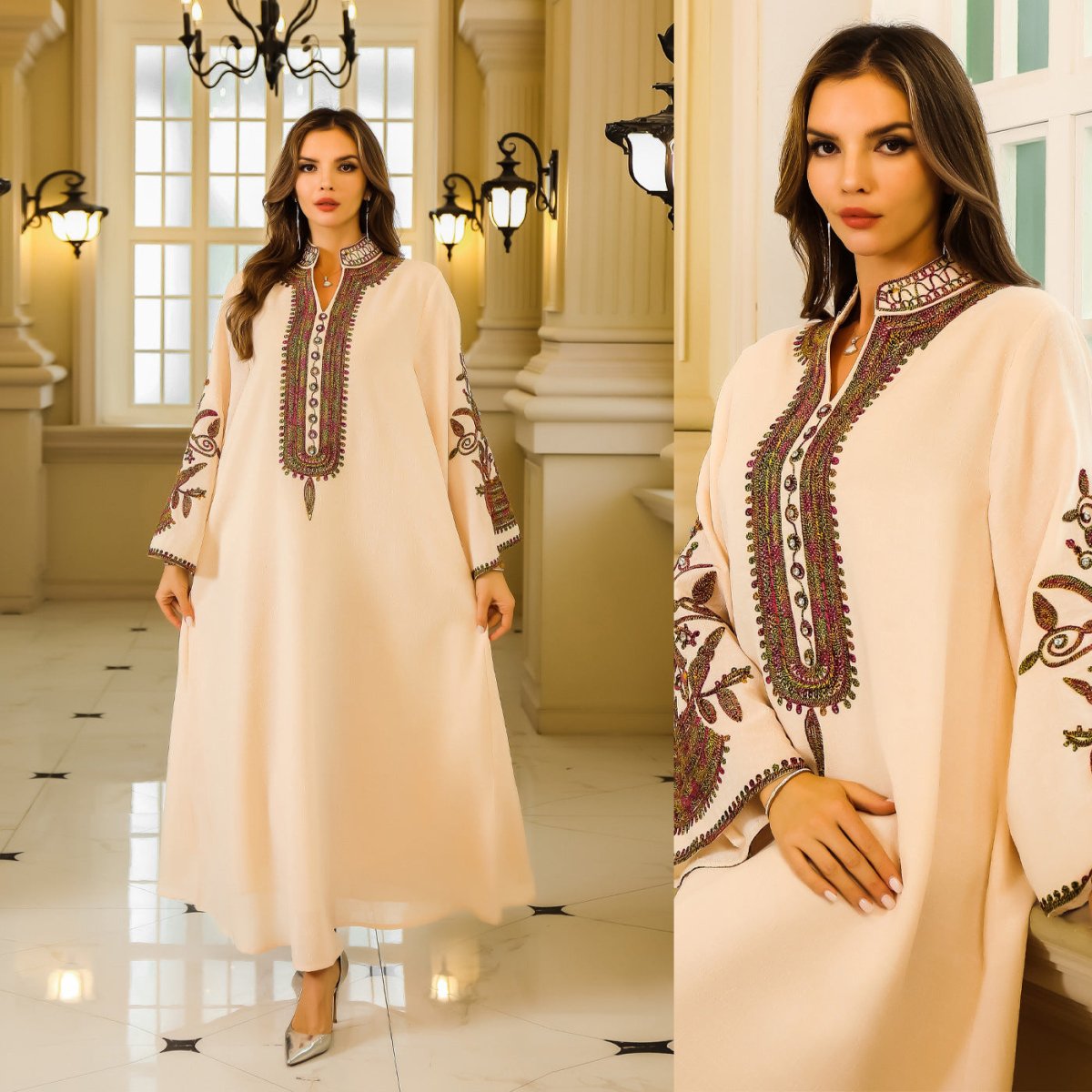 Fashion Muslim Rope Embroidered Robe Women's Clothing - Eshtree