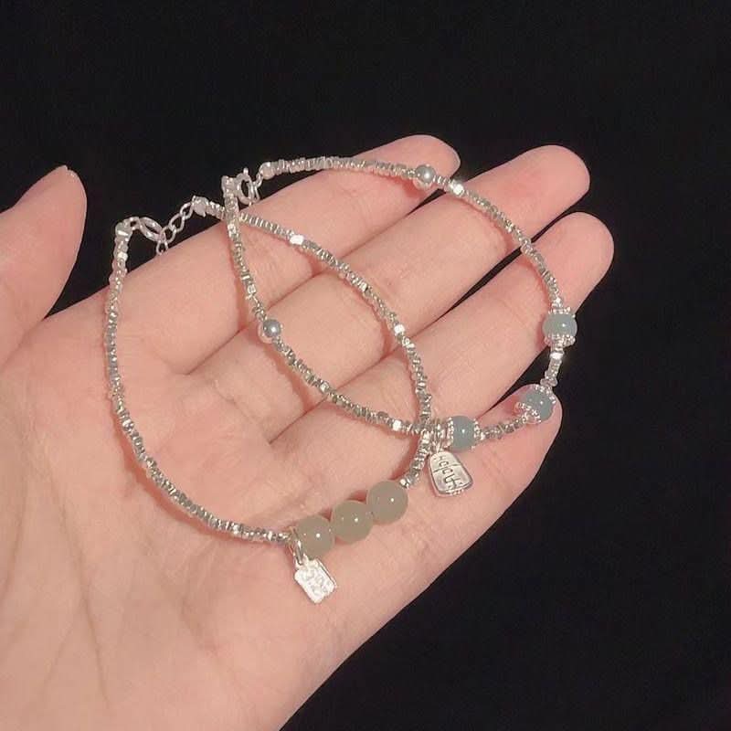 Fashionable Light - luxury Jade And Silver Nugget Bracelet - Eshtree