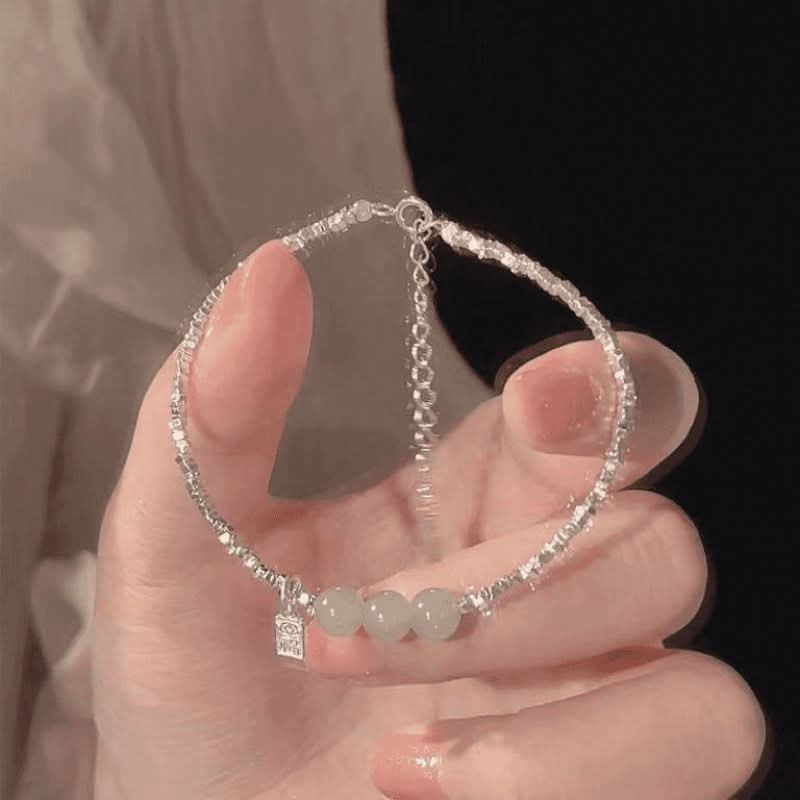 Fashionable Light - luxury Jade And Silver Nugget Bracelet - Eshtree