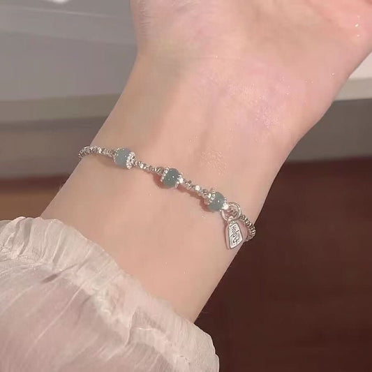 Fashionable Light - luxury Jade And Silver Nugget Bracelet - Eshtree