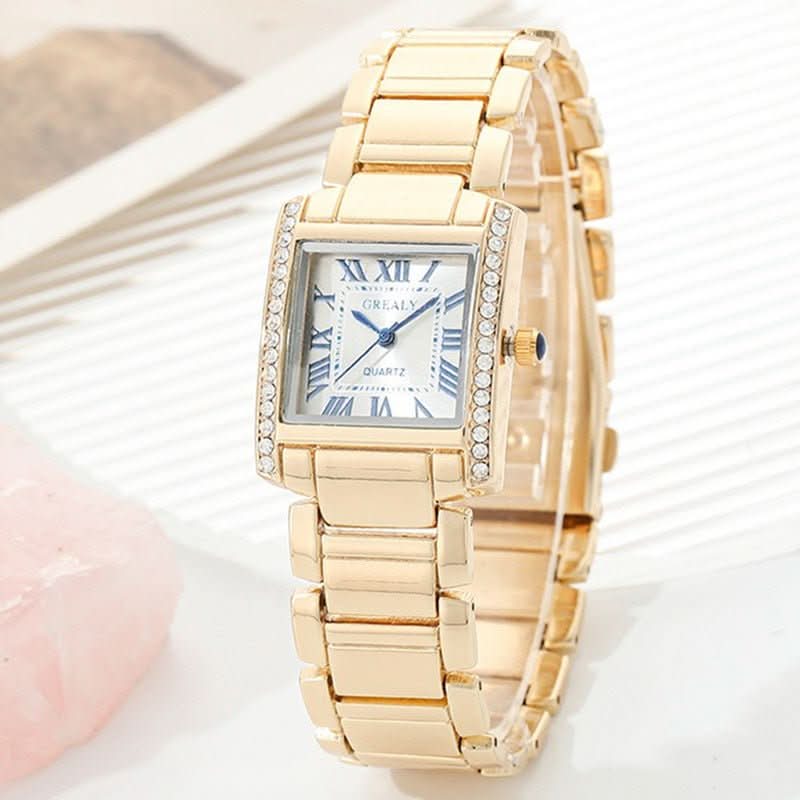 Fashionable Womens Watch Rectangular Timepiece With Roman Numerals And Diamond Accents - Eshtree