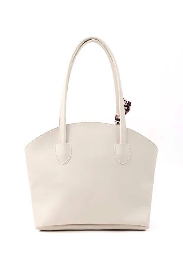 Faux Leather Zippered Shoulder Bag Single Compartment Handbag With Scarf Gift Womens Hand Shoulder Crossbody Bag White - Eshtree