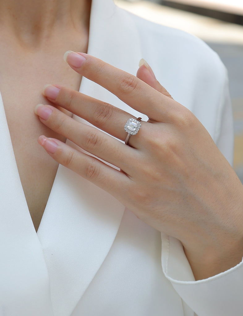 Fangyuan - A Wedding Ring Set With Top-quality Moissanite S925 Silver And Platinum-plated Diamond Can Be Inspected With A Diamond Pen