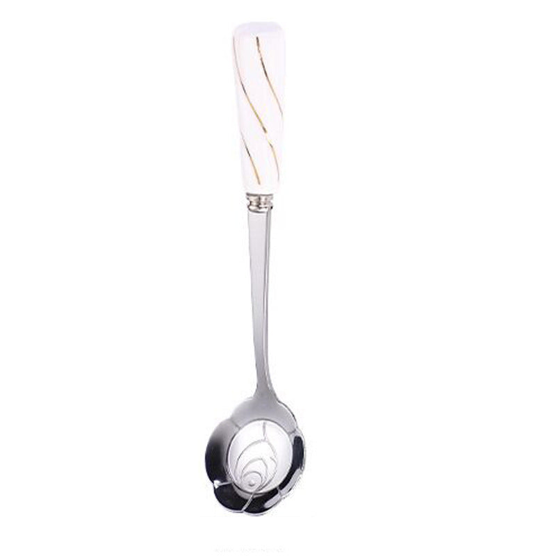 Stainless Steel Flower-shaped Spoon Surface Ceramic Handle Spoon Mixing Spoon