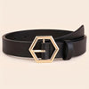 Women's Hexangular Star Irregular Gold Buckle PU Belt