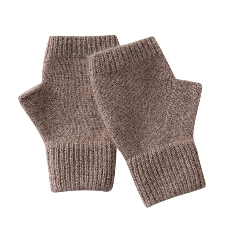 Australia Wool Warm Knitted Flat Flower Fingerless Cashmere Gloves