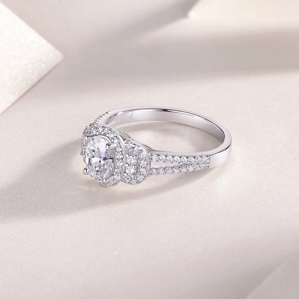 Dream Eden - A Wedding Ring Set With Top-quality Moissanite S925, Silver And Platinum-plated. The Ring Can Be Inspected With A Diamond Pen