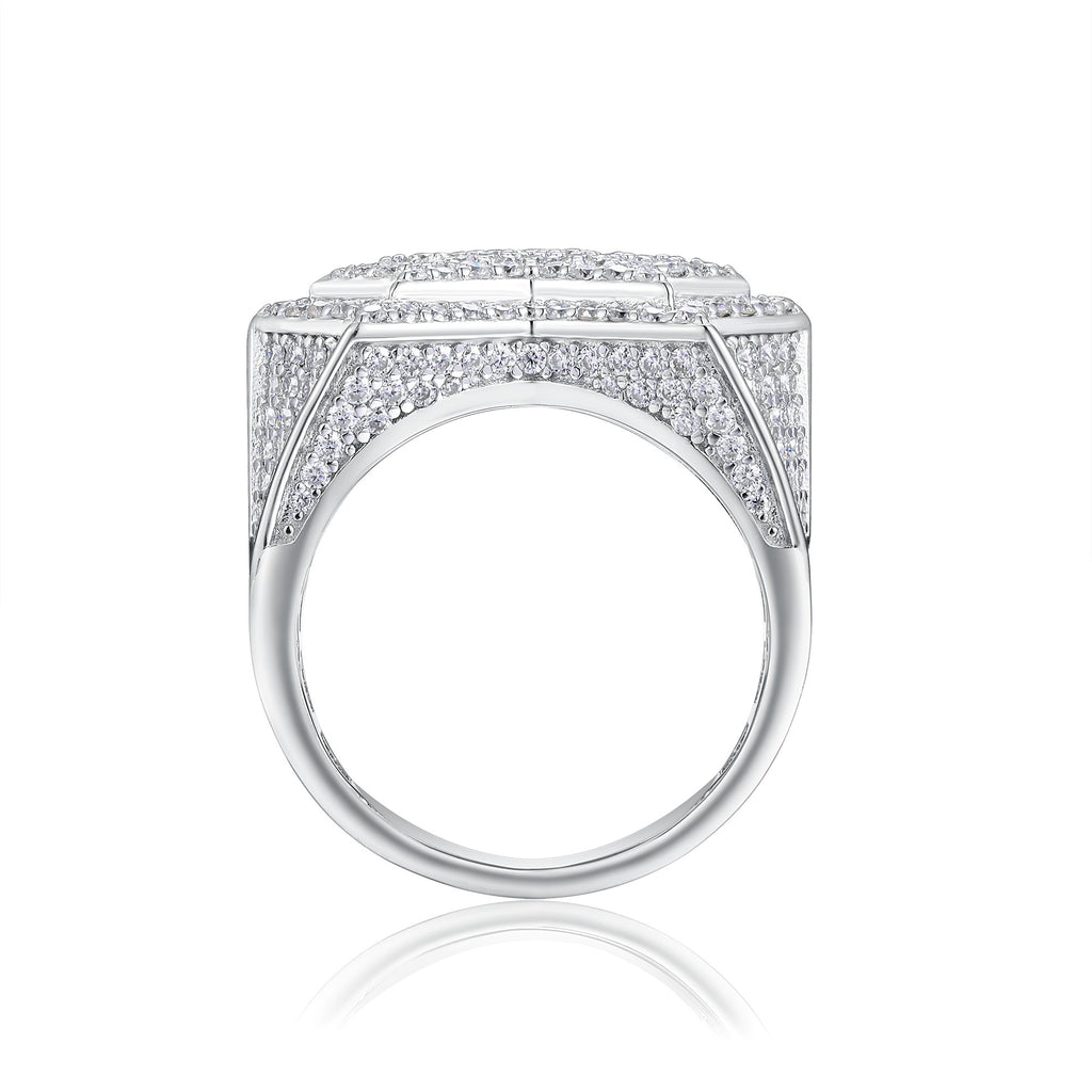 The Divine Revelation Ring - Set With Top-quality Moissanite S925, Silver And Platinum-plated Men's Ring, Diamond Ring, Wedding Ring. The Ring Can Be Inspected With A Diamond Pen