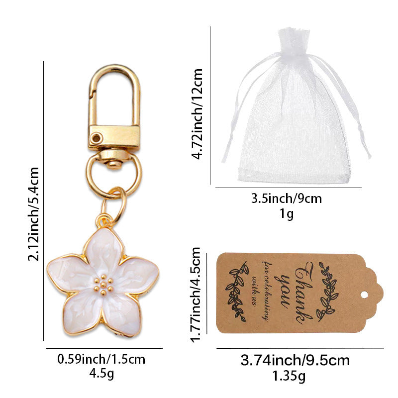 Colorful Oil Necklace Pearlescent Five Petal Flower Cherry Blossom Keychain Bag Pendant