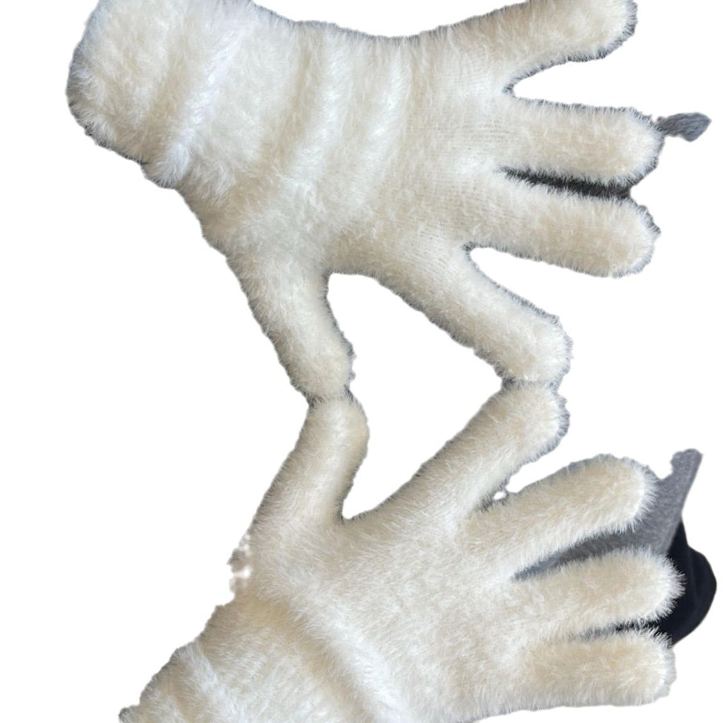 Solid Color Sweet Plush Warm Gloves Cycling Cold Protection